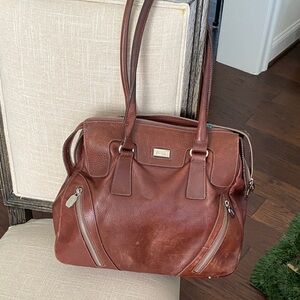 Prune Brown Leather Shoulder Bag